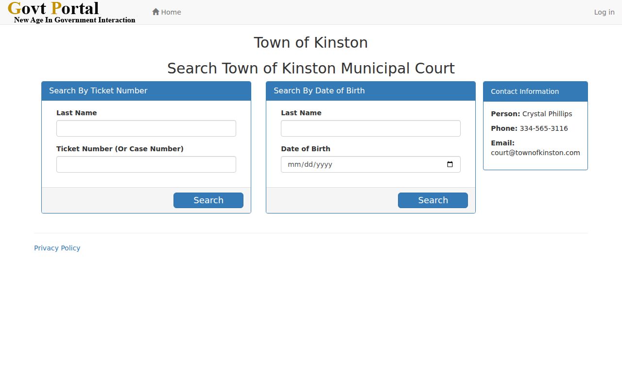 Kinston warrant records court payment and voice portal