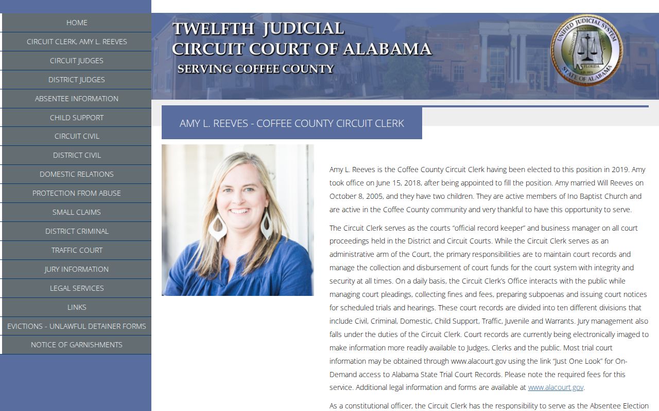 Coffee County Circuit Clerk bench warrant divisions