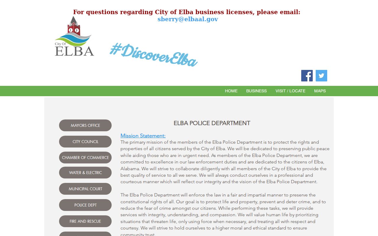 Elba warrant records police department contact page without a public warrant roster