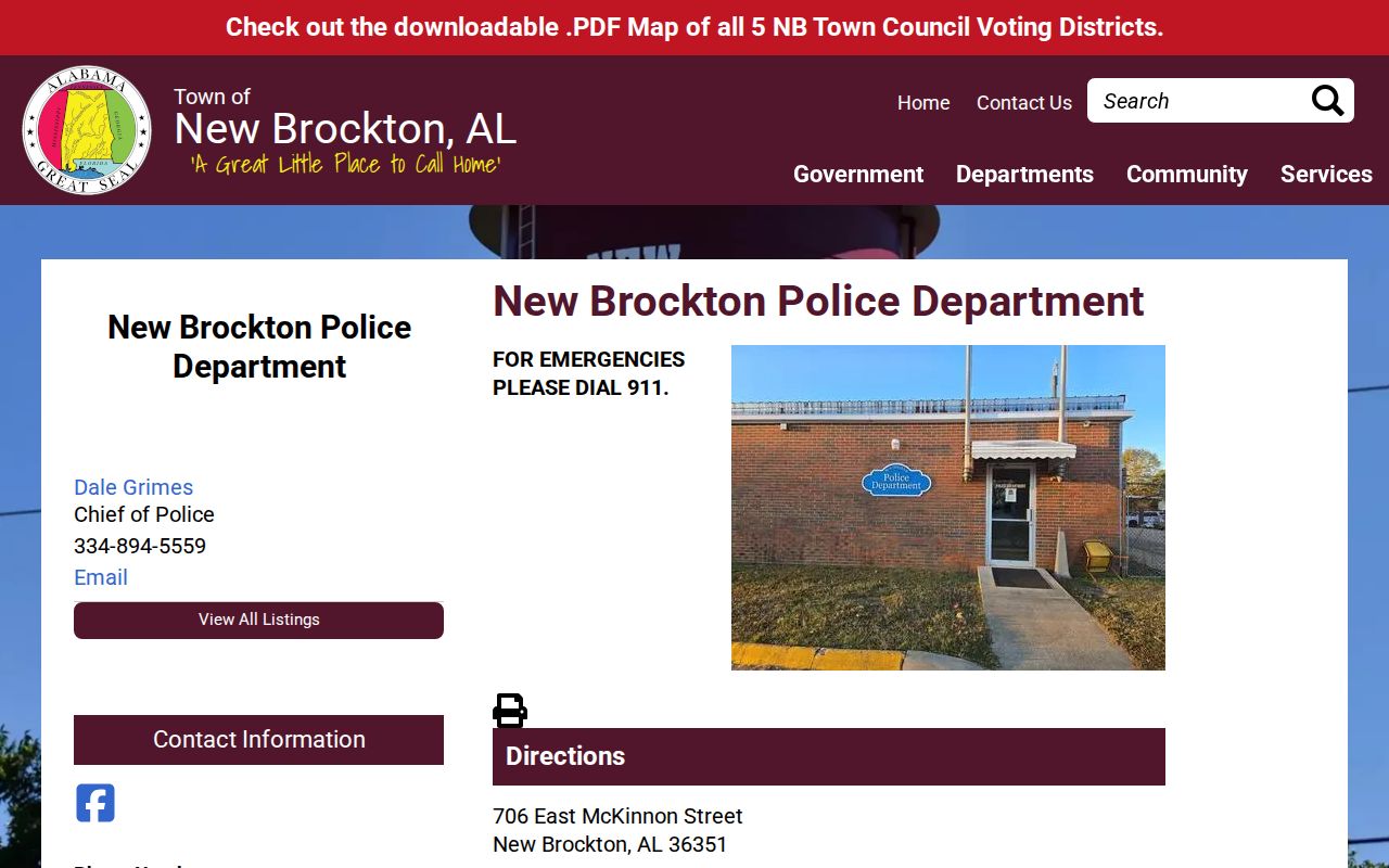 New Brockton warrant records contact at the Police Department