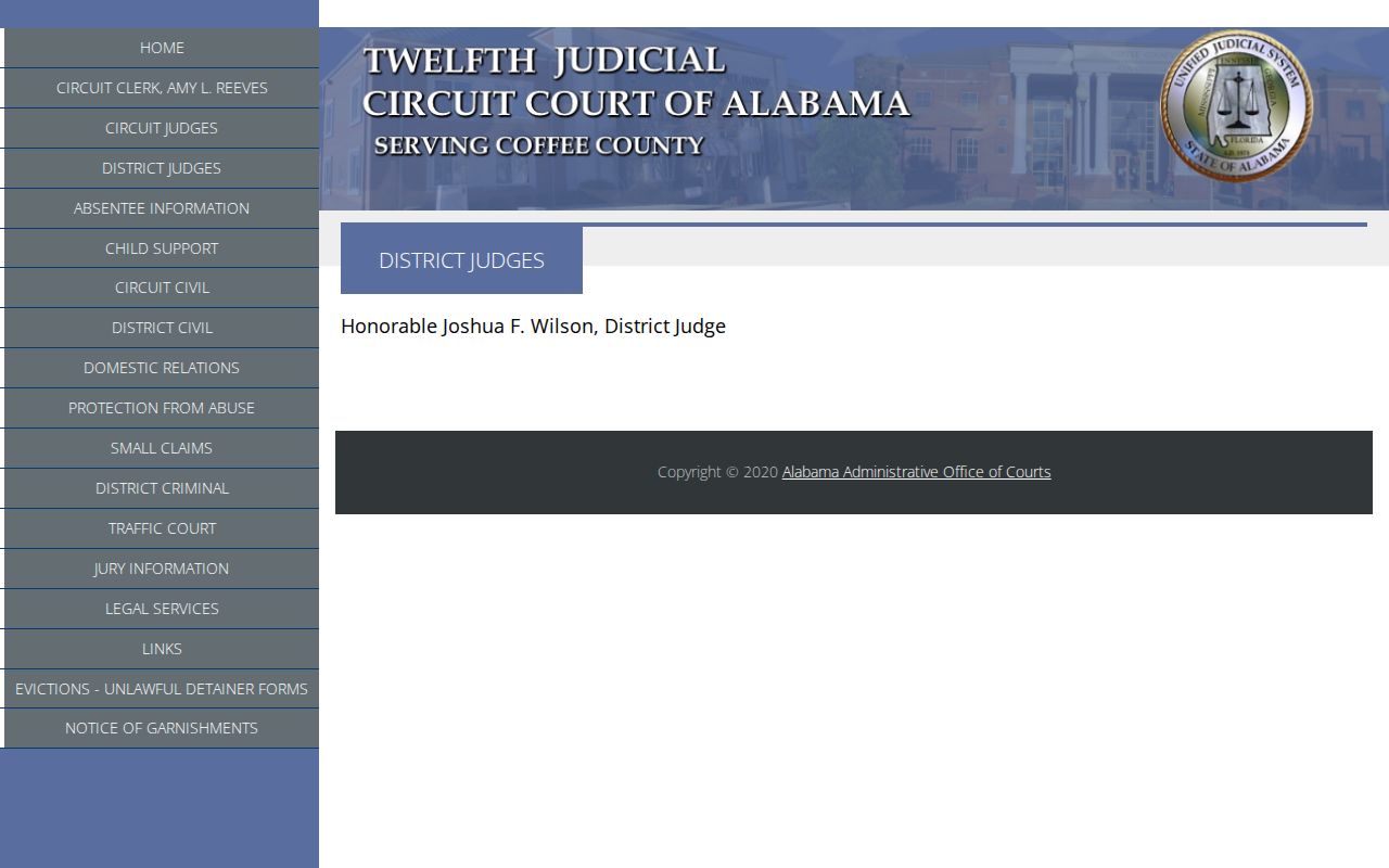 Coffee County municipal warrant and District Court judicial listing